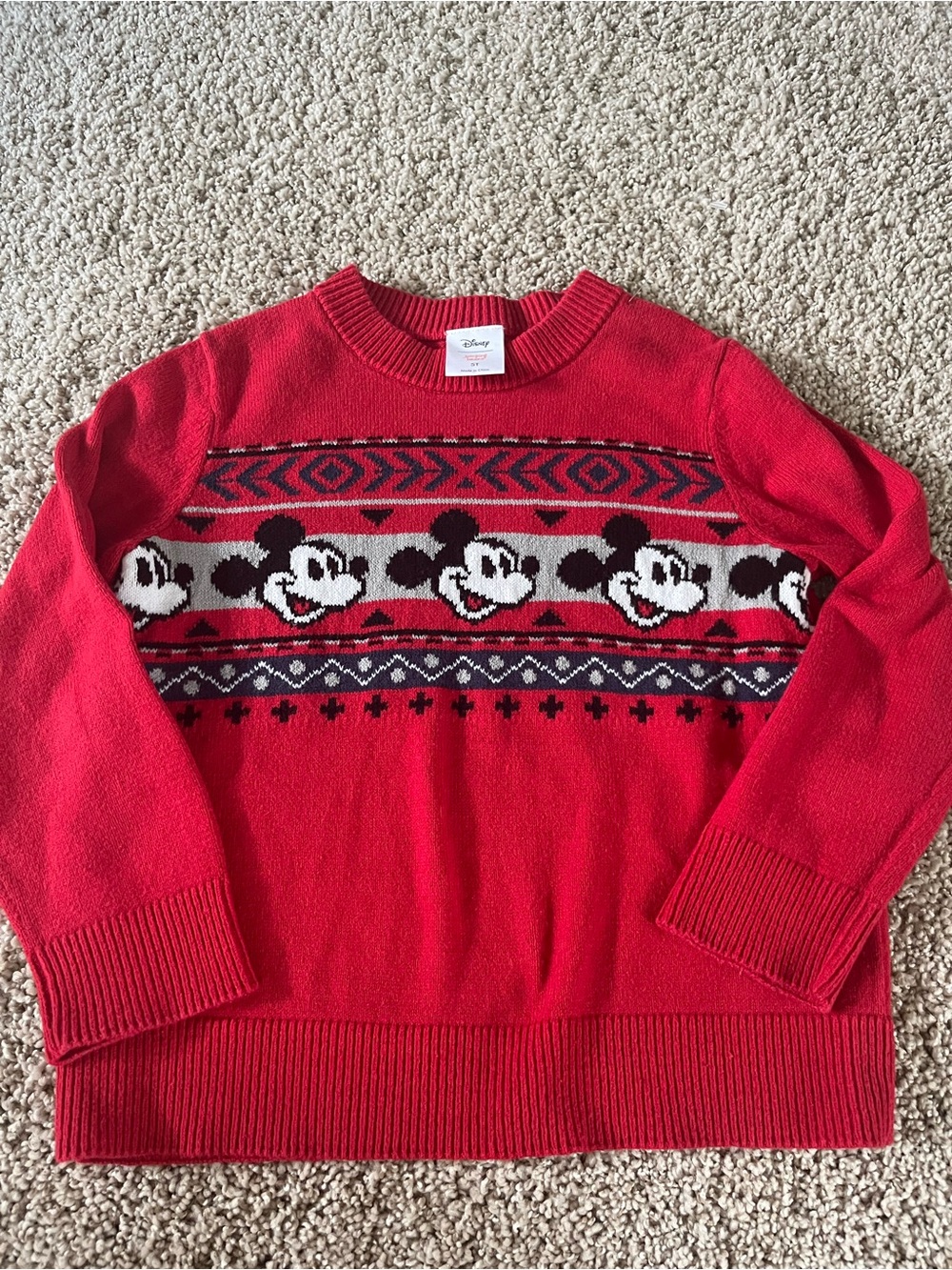 Disney Red Mickey Mouse Fair Isle Sweater